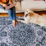 Softlife Oriental Traditional Area Rug for Living Room Durable Washable Persian Carpet Non Slip Boho Rugs for Bedroom, 5x8, Blue