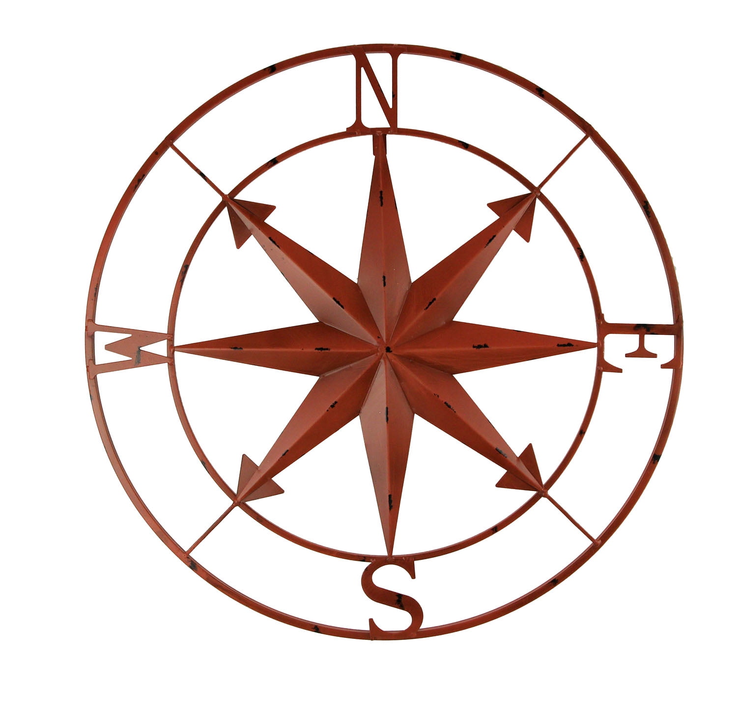 Distressed Metal Indoor/Outdoor Compass Rose Wall Hanging 28 Inch