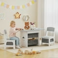 thumbnail image 2 of Qaba 3 Piece Kids Table and Chair Set with 6 Removable Drawers, Light Grey, 2 of 10