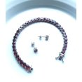 thumbnail image 2 of 925 Silver Red Garnet Heart Shape Tennis Bracelet in 14k gold plating Over Sterling Silver Gift for her Anniversary Gift, 2 of 2