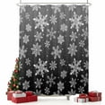 thumbnail image 2 of Black White Snowflake Christmas Shower Curtain, Winter Xmas Snowflakes Waterproof Fabric Shower Curtains with 12 Hooks, Bathroom Curtain Set for Bathroom Accessories Decor, 36 x 72 Inches, 2 of 9