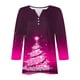 thumbnail image 5 of Puntoco Blusa informal de cuello redondo con mangas 3/4 cortas y estampado a la moda para mujer, 5 of 5