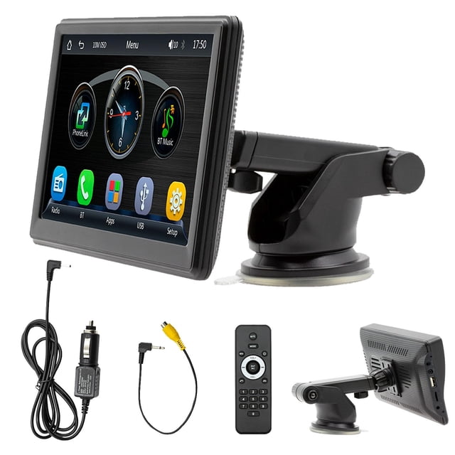 BotaniNest Wireless For CarPlay & Android Auto Screen 7" Portable Screen Car Stereo With 5.1 Backup Camera AUX Navigation FM Transmitter For All Vehicles(Camera Is Not Included)