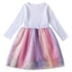 thumbnail image 1 of Odeerbi Niñas Manga Larga Vestido Tul Arcoiris Lentejuelas Primavera Otoño Vestidos Algodón Cuello Redondo Malla Patchwork Vestido Suelto, 1 of 3