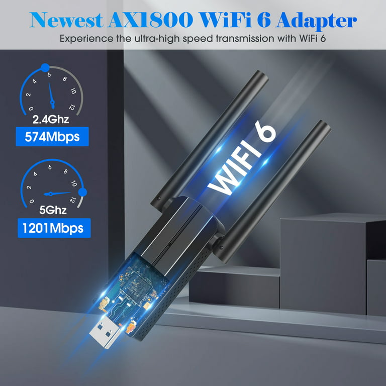 WONLINK Clé WiFi 6 USB Puissante AX1800 Mbps Adaptateur USB WiFi Longue  Portée Antenne à Gain élevé, Dongle WiFi USB 3.0 Bi-Bande 5G&2.4GHz Cle WiFi  pour PC, Compatible avec Windows 11/10, WPA3 