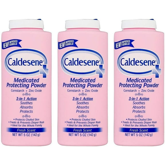 Caldesene Medicated Protecting Powder with Zinc Oxide & Cornstarch-Talc Free, 5 oz, Pack of 3