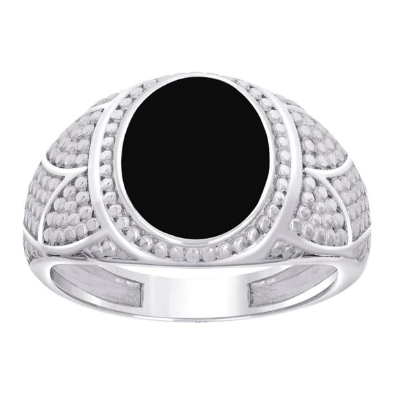 925 Sterling Silver Mens Black Enameled Oval Head Fashion Ring 12.6x3.7mm Wide Size 9 Ring for Men