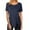 #1-Navy, variant on Pntutb Women's Plus T-Shirt Button Solid Round Neck Short Sleeve Irregular Blouses Tops