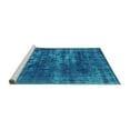 thumbnail image 2 of Ahgly Company Machine Washable Indoor Round Oriental Turquoise Blue Industrial Area Rugs, 7' Round, 2 of 4