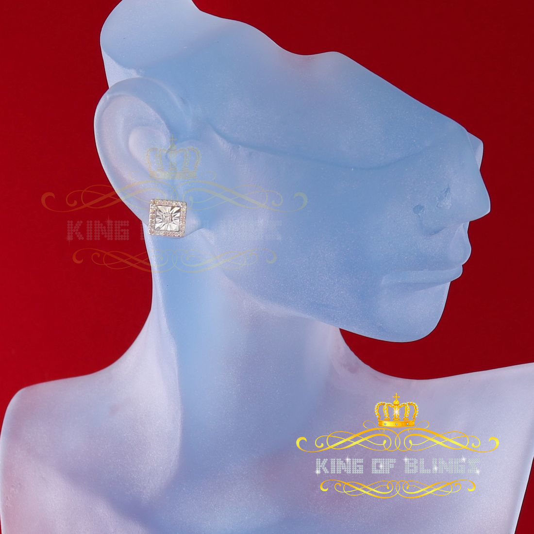 King of Bling's Yellow Aretes Para Hombre 925 Silver 0.25ct Diamond Women's/ Men's Stud Earrings