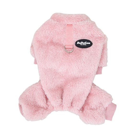 Mightlink Pet Coat Solid Color Half Sleeves Round Neck with Ring Elastic Thick Warm Cozy Plush Four Legs Puppy Coat for Home