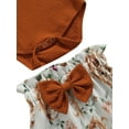 thumbnail image 5 of Qiylii Baby Girls 3Pcs Fall Outfits, Letter Ribbed Romper+Floral Pants+Headband, 5 of 6