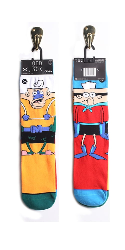 Odd Sox Spongebob Squarepants Mermaid Man & Barnacle Boy Mismatch Socks, 6-13