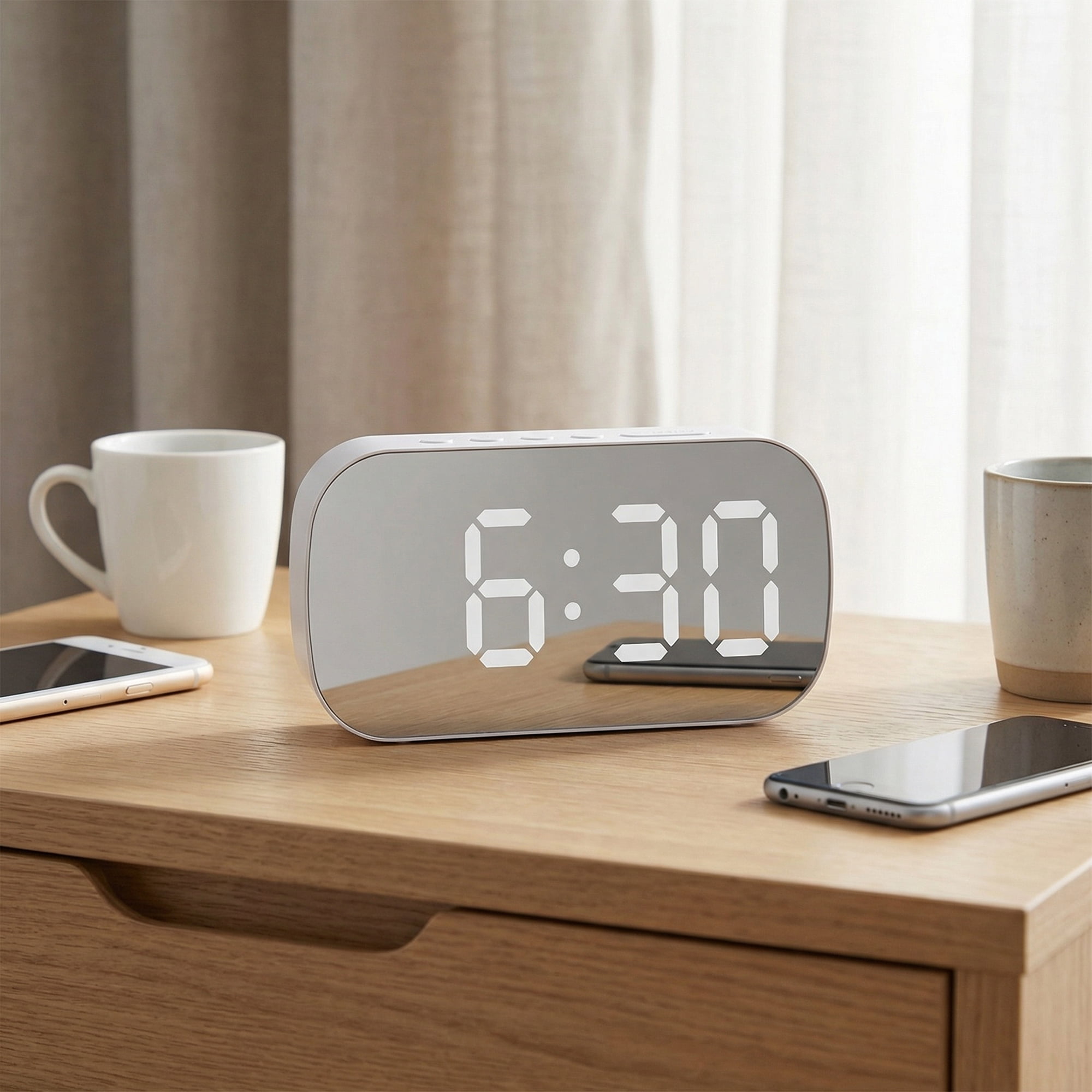 Unique Bargains Mirror Dimmable Loud Alarm Clock with Large Numbers 5.1" x 1.4" x 2.6"