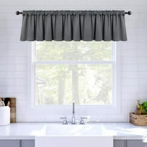 Blackout Valance Rod Pocket Thermal Insulated Window Treatment Tiers Solid Short Curtain for Small Window Bedroom 52 x 18 Inches 1 Panel Grey