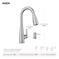 thumbnail image 3 of Moen Haelyn Chrome Single-Handle Pull-Down Sprayer Kitchen Faucet Featuring Power Boost for a Faster Clean, Soap Dispenser Included, 3 of 8