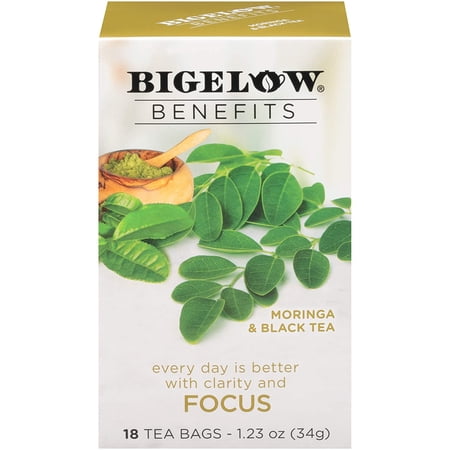 Bigelow Tea Benefits Moringa & Black Tea -- 18 Tea Bags Pack of 4