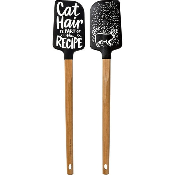 PRIMITIVES BY KATHY Cat Hair Is Part of The Recipe Spatula With A Wooden Handle