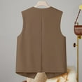 thumbnail image 7 of Lovskoo Women's Solid Color Waistcoat Suit Fabrics Pockets Sleeveless Vest V Neck Button Down Fashion Dressy Blazer Jacket Khaki, 7 of 7