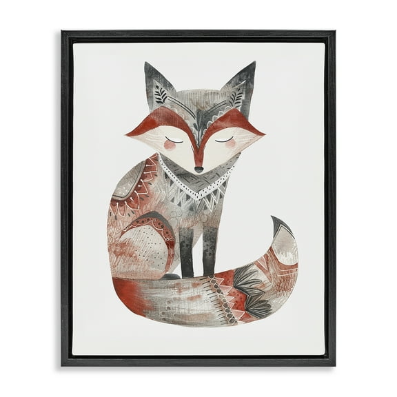 Stupell Industries Scandinavian Style Fox Animals Painting Black Floater Framed Canvas Art Print Wall Art, 17 x 21