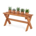 thumbnail image 6 of 36" Outdoor Wood Bench - Teak Oil Finish Patio Dining Bench - Solid Hardwood Backless Bench for 2 - Garden Furniture, 6 of 9