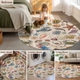 thumbnail image 5 of Round Rugs 7Ft, Nautical Coastal Round Area Rug Washable Indoor Throw Carpet, Retro Ocean Starfish Shells Animals Brown Large Non Slip Circle Rug for Dining Room Playroom Home Decor Aesthetic, 5 of 8