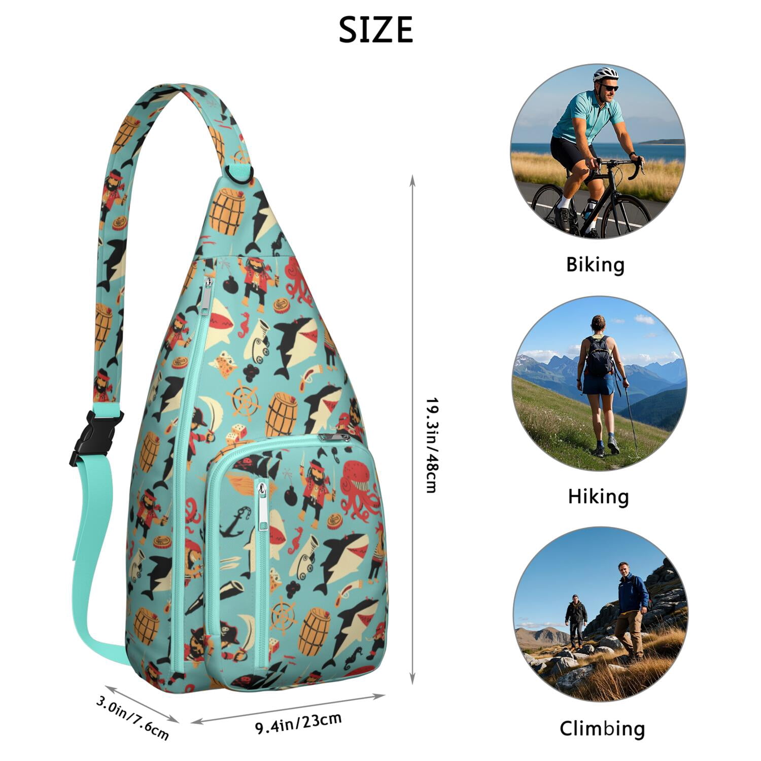 Tropical Reef Shark Sling Bag&nbsp;- Colorful Coral Environment Pattern