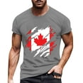 thumbnail image 1 of Chandail Canada Homme Fête du Canada Drapeau Manches Courtes T-Shirt Feuille d'Érable Hauts Col Rond Chandails Patriotiques, 1 of 4
