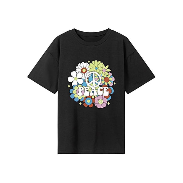 Camiseta de mujer Tops de verano Camisa de cuello redondo suave y cómoda para viajes de ocio S