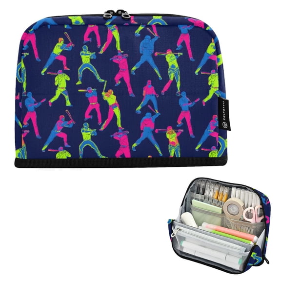 ALAZA Cool Baseball Players Pencil Case Pen Pouch Bag Large Capacity Organizer