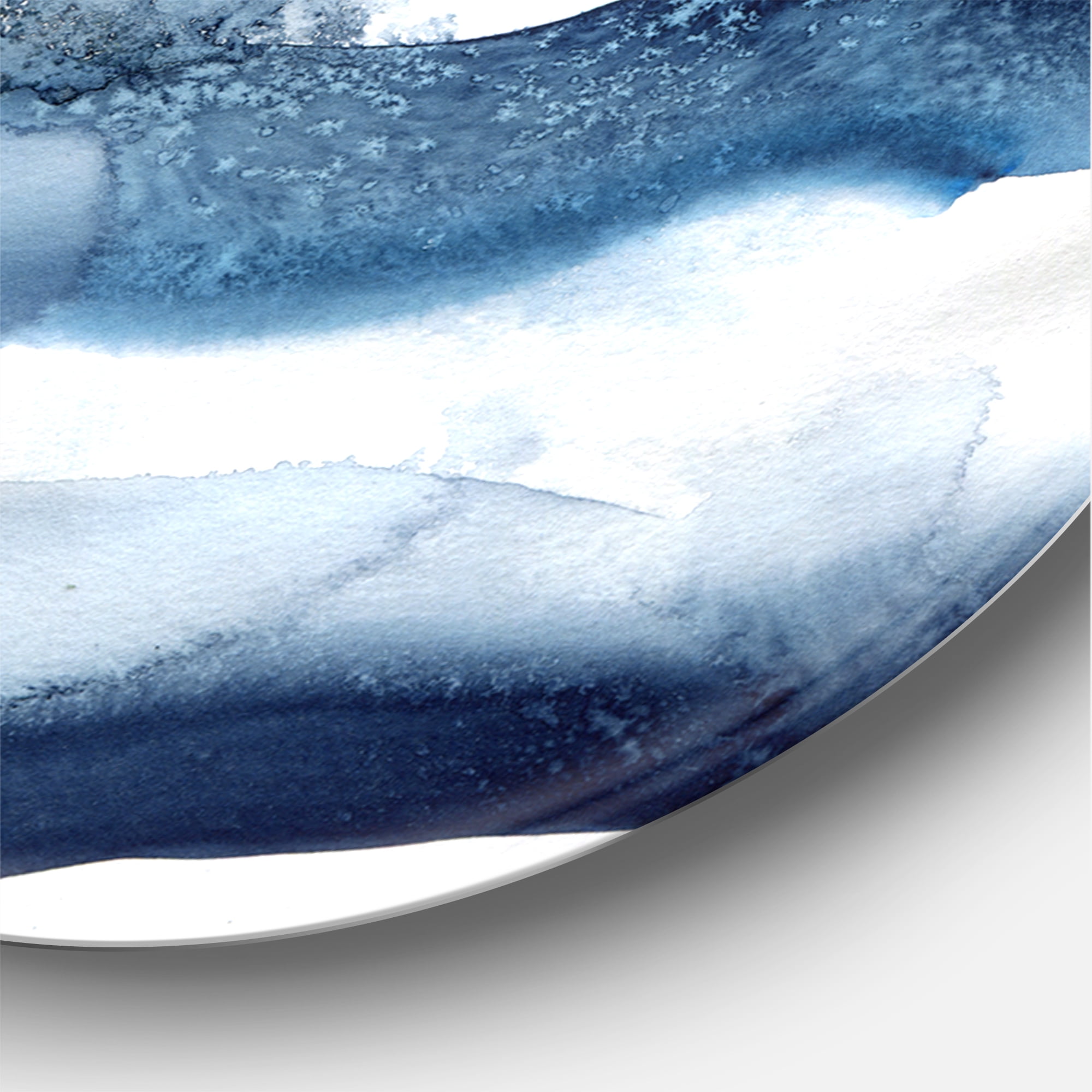 Designart 'Abstract Blue Classic Waves' Modern Circle Metal Wall Art 23x23 - Disc of 23