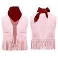 thumbnail image 6 of iiniim Girls Sleeveless Tassels Western Cowgirls Vest with Bandanna 2-Piece Cowboy Outfits Pink 0-3M, 6 of 7