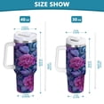 thumbnail image 3 of 40 oz Tumbler With Handle Stainless Steel Insulated Tumbler With Lid for Car Cup Holder Exquisite Floral Illustration, 3 of 9