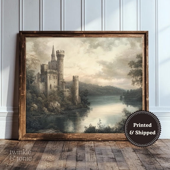 Vintage Renaissance Castle Art Print Medieval Wall Decor Dark Academia Poster Antique Aesthetic Home Display UNFRAMED Poster, 8x12