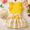 thumbnail image 2 of Splozh Toddler Tennis Skirt Toddler Girl Outfit Sleeveless Knit Tank Shirts + Pleated Skirt 2Pcs Baby Girl Birthday Pink Dress Clothes Yellow,12-18 Months, 2 of 7