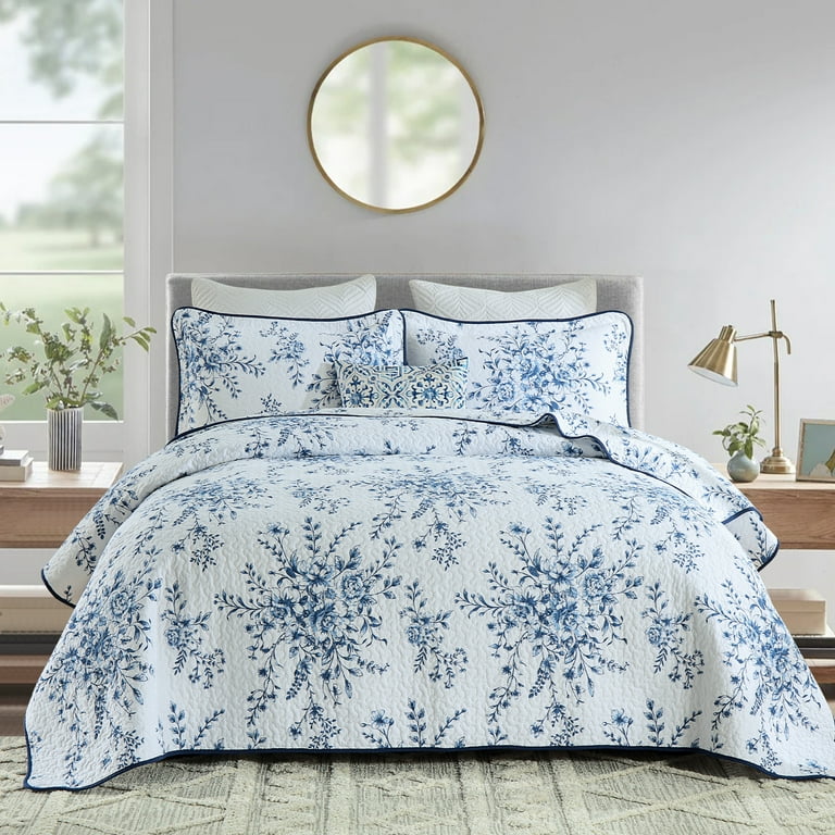 Vintage Blue Floral authentic Quilt