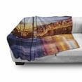 thumbnail image 3 of United States Soft Flannel Fleece Throw Blanket, St. Augustine Florida Famous Bridge of Lions Dreamy Sunset Majestic, Cozy Plush for Indoor and Outdoor Use, 70" x 90", Orange Blue Coral, by Ambesonne, 3 of 6