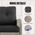 thumbnail image 6 of 13-Piece Outdoor Patio Furniture Set with Rocking Swivel Chair, Wicker Rattan Sectional Sofa Conversation Set with 55,000 BTU Fire Pit Table with Ottomans, Backyard Furniture,Dark Grey, 6 of 8