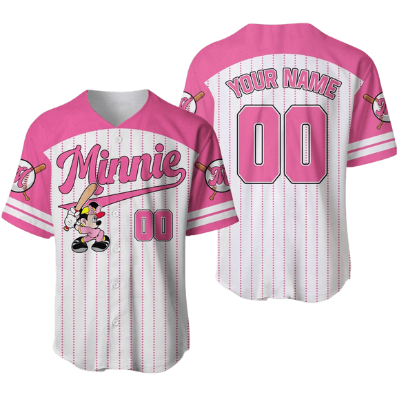 Custom Minnie Mouse Baseball Jersey, Disney Mouse Baseball Shirt, Disneyland Team Jersey Shirt, Minnie Jersey Women, Gift For Women