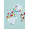 thumbnail image 3 of Bagilaanoe Newborn Baby Girls Swimsuits 3 Piece Bikinis Set Flower Sleeveless Tank Tops +  Ruffles Shorts + Sun Hat 6M 12M 18M 24M Infant Swimwear Bathing Suit Beachwear, 3 of 9