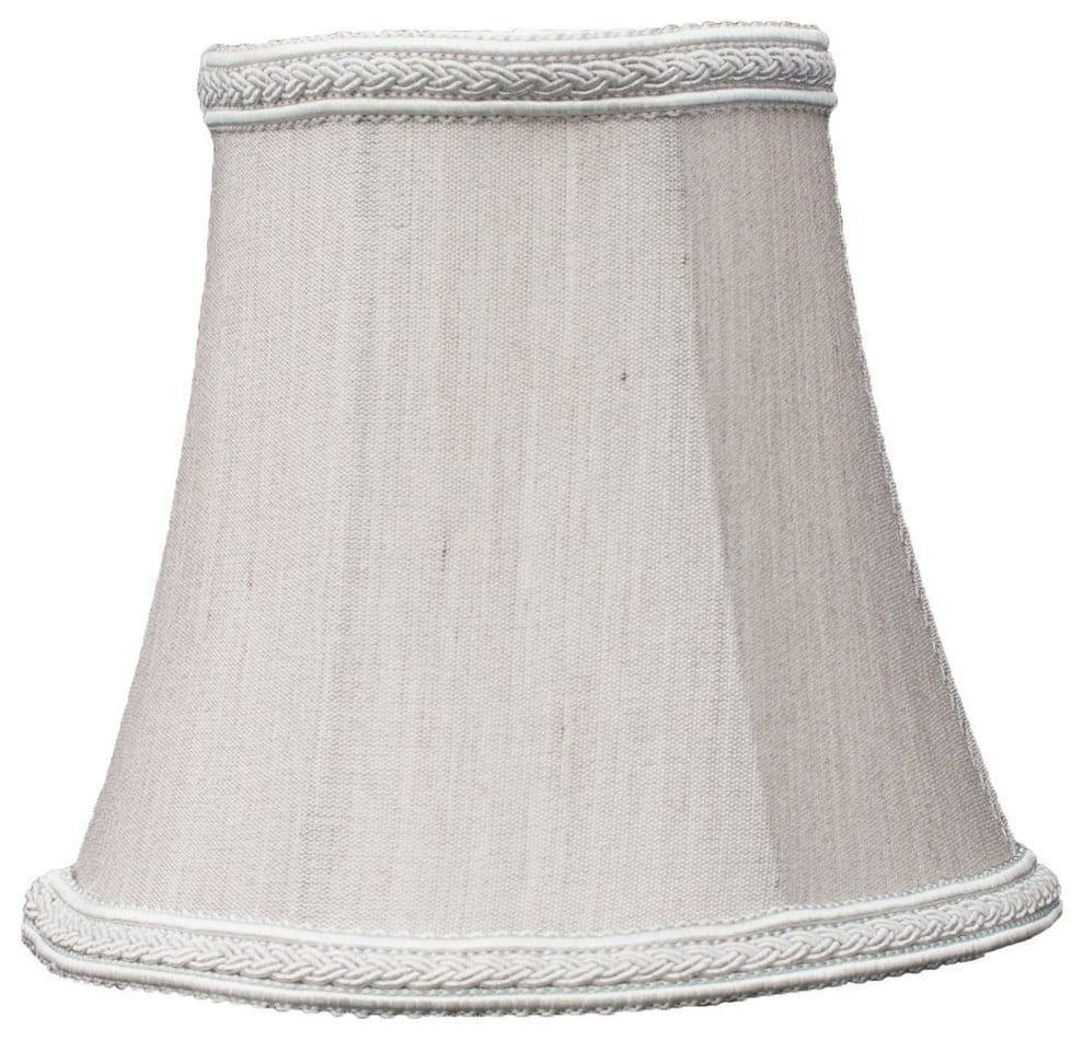 Urbanest Chandelier Mini Lamp Shades,5" Bell Silk,White w/ Braid Trim,Set of 5 