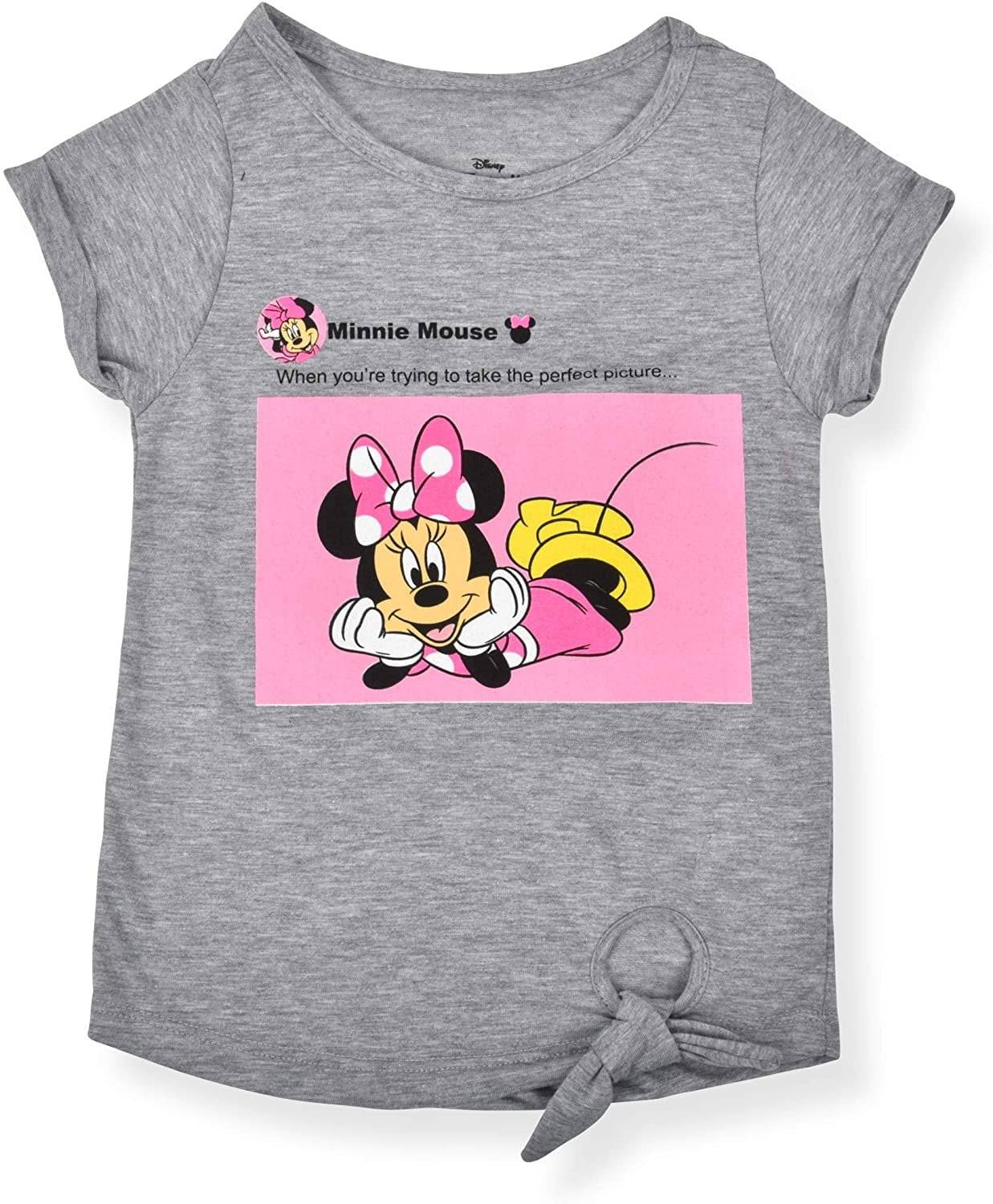 Disney Minnie Mouse Girls 2-Piece Perfect Picture Shorts and Graphic Tee Shirt Set Grey//Pink
