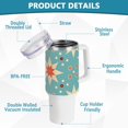 thumbnail image 4 of Floral Flowers Blue 40 oz Tumbler with Handle Insulated&nbsp;Travel Mug&nbsp;Lid Straw Leak Proof Steel Vacuum Water Bottles Glasses Fits in Car Cup Holder, 4 of 7