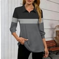 thumbnail image 2 of FRSASU Womens Tops 3/4 Sleeve V Neck Shirts Color Block Casual Business Basic Tees Summer Tops Gray XL(XL), 2 of 5