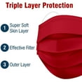 Disposable Face Masks 3Ply Individually Wrapped , 50ct Red