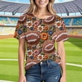 thumbnail image 1 of YFNNUP T-Shirts de Football Grande Taille pour Femmes à Manches Courtes, T-Shirt à Imprimé Graphique, Tunique Légère, T-Shirt à Col Rond, Haut d'Été Confortable pour Journées de Match, Brun m, 1 of 7