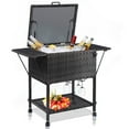 thumbnail image 1 of Topbuy Patio Extérieur Rotin Osier Panier Chariot Boisson Glacée Galvaniser Acier, 1 of 7