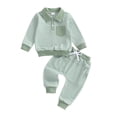 thumbnail image 4 of Conjunto de cuello vuelto de manga larga para niño, mono de otoño e invierno para niño y niña, conjunto de cuello vuelto de manga larga con botones para bebé, top de poliéster para niño, 4 of 8