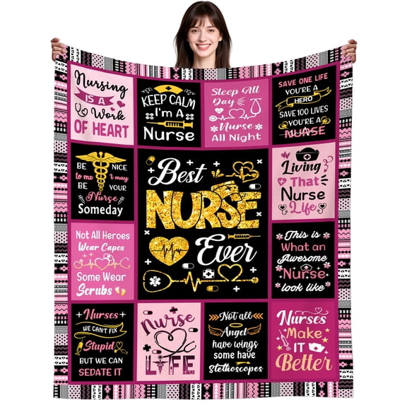 Nurse Blanket Gifts for Women,Cool Nursing Practitioner Nurse Graduation Gifts for Women Nurses Week Best Nurse's Day Throw Blankets for Nurses 50"X40"