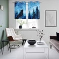thumbnail image 4 of Black Wolf Night Kitchen Curtains Small Short 39 Inch Length, Abstract Forest Silhouette Starry Grommet Top Bedroom Living Room Curtains, Light Filtering Cafe Curtain Drapes 2 Panels Set 55''x39'', 4 of 9